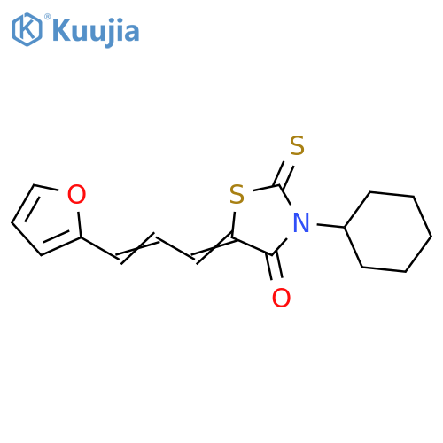(5Z)-3-cyclohexyl-5-[(E)-3-(furan-2-yl)prop-2-enylidene]-2-sulfanylidene-1,3-thiazolidin-4-one structure