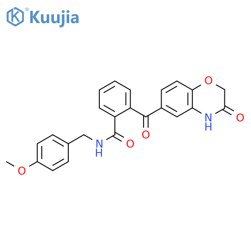 N-[(4-Methoxyphenyl)methyl]-2-(3-oxo-4H-1,4-benzoxazine-6-carbonyl)benzamide structure