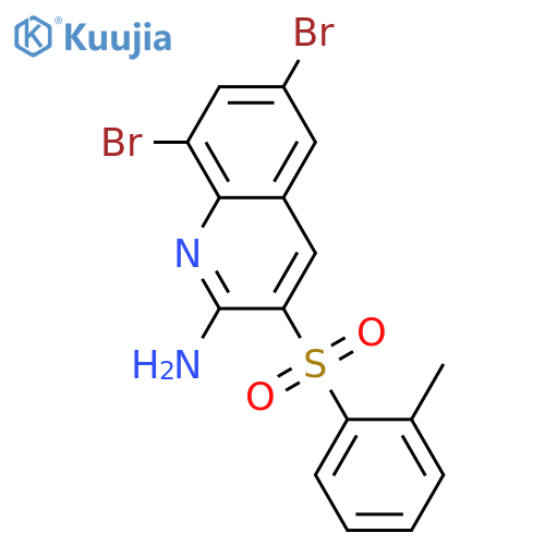 6,8-DIBROMO-3-[(2-METHYLPHENYL)SULFONYL]-2-QUINOLINAMINE structure