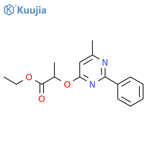 Ethyl 2-[(6-methyl-2-phenylpyrimidin-4-yl)oxy]propanoate structure