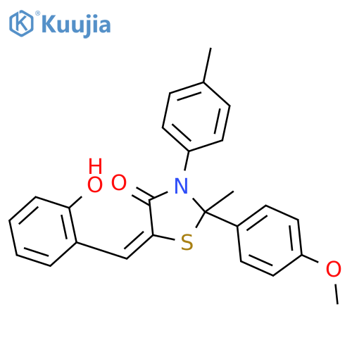 (5Z)-5-[(2-hydroxyphenyl)methylidene]-2-(4-methoxyphenyl)-2-methyl-3-(4-methylphenyl)-1,3-thiazolidin-4-one structure