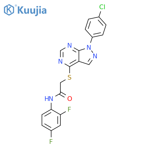 2-{1-(4-chlorophenyl)-1H-pyrazolo3,4-dpyrimidin-4-ylsulfanyl}-N-(2,4-difluorophenyl)acetamide structure