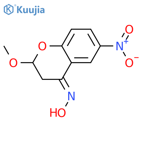 4H-1-BENZOPYRAN-4-ONE, 2,3-DIHYDRO-2-METHOXY-6-NITRO-, OXIME structure