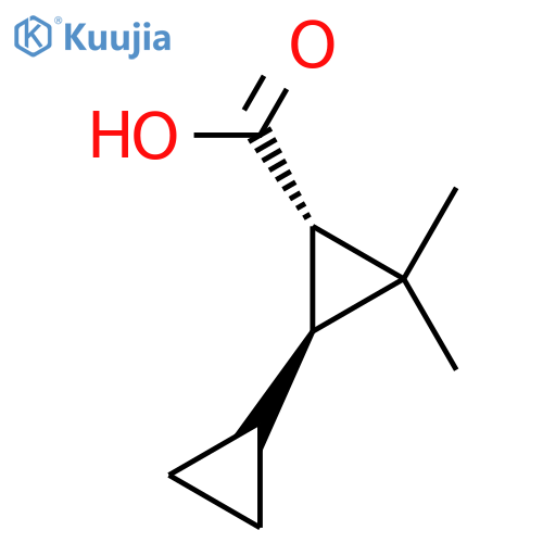 rac-(1R,3R)-3-cyclopropyl-2,2-dimethylcyclopropane-1-carboxylic acid structure