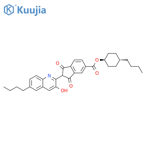 1H-Indene-5-carboxylic acid, 2-(6-butyl-3-hydroxy-2-quinolinyl)-2,3-dihydro-1,3-dioxo-, 4-butylcyclohexyl ester, trans- (9CI) structure