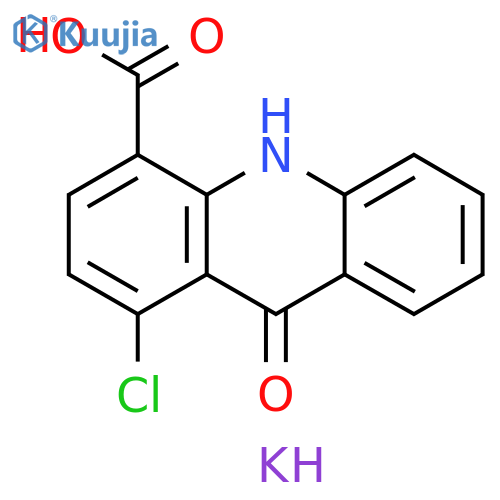 4-Acridinecarboxylic acid, 1-chloro-9,10-dihydro-9-oxo-, potassium salt (1:1) structure