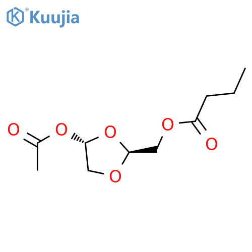 Butanoic acid, [(2S,4S)-4-(acetyloxy)-1,3-dioxolan-2-yl]methyl ester structure