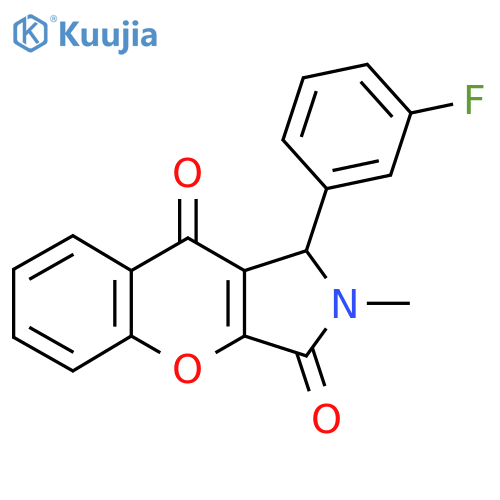 1-(3-fluorophenyl)-2-methyl-1H,2H,3H,9H-chromeno2,3-cpyrrole-3,9-dione structure