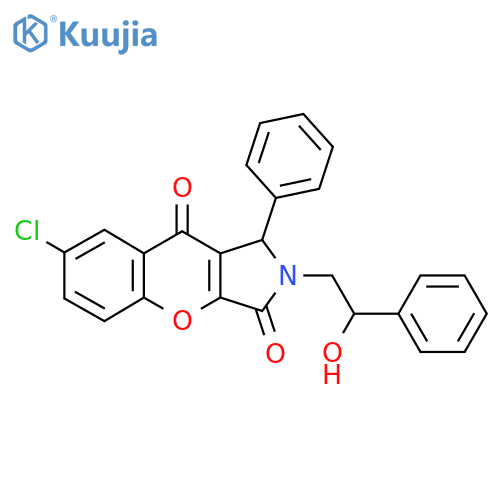 7-chloro-2-(2-hydroxy-2-phenylethyl)-1-phenyl-1H,2H,3H,9H-chromeno2,3-cpyrrole-3,9-dione structure