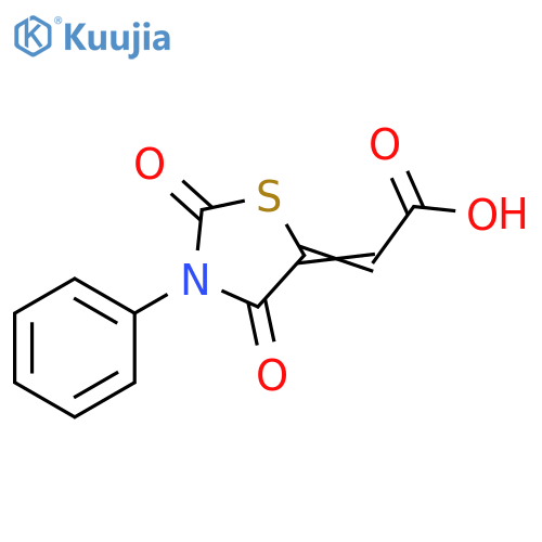 2-(5Z)-2,4-dioxo-3-phenyl-1,3-thiazolidin-5-ylideneacetic acid structure