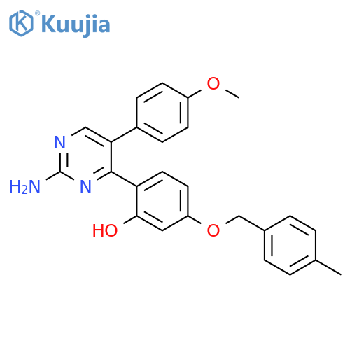 2-2-amino-5-(4-methoxyphenyl)pyrimidin-4-yl-5-(4-methylphenyl)methoxyphenol structure