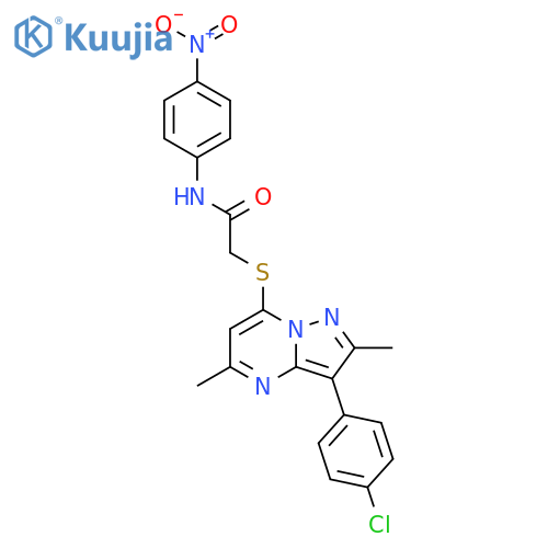 2-{3-(4-chlorophenyl)-2,5-dimethylpyrazolo1,5-apyrimidin-7-ylsulfanyl}-N-(4-nitrophenyl)acetamide structure