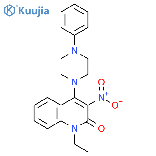 1-ethyl-3-nitro-4-(4-phenylpiperazin-1-yl)-1,2-dihydroquinolin-2-one structure