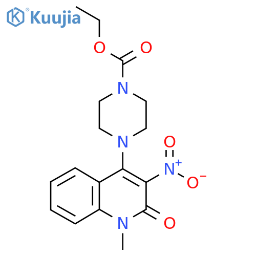 ethyl 4-(1-methyl-3-nitro-2-oxo-1,2-dihydroquinolin-4-yl)piperazine-1-carboxylate structure