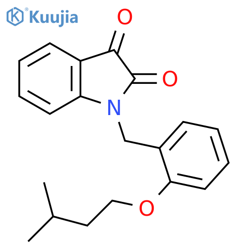 1-{2-(3-methylbutoxy)phenylmethyl}-2,3-dihydro-1H-indole-2,3-dione structure