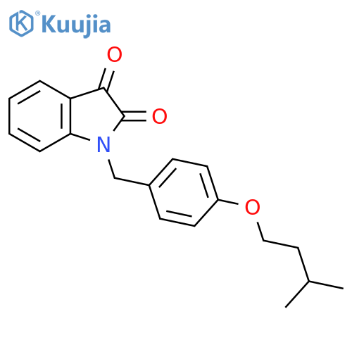 1-{4-(3-methylbutoxy)phenylmethyl}-2,3-dihydro-1H-indole-2,3-dione structure