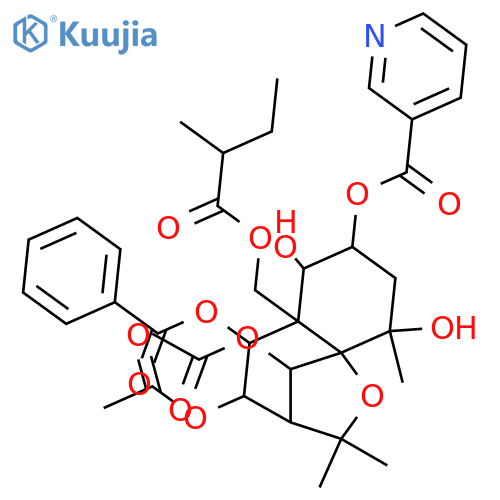 1,2,4,6,8,9,14-Heptahydroxydihydro-β-agarofuran; (1α,2α,4β,6β,8α,9β)-form, 2-O-(3-Pyridinecarbonyl), 9-benzoyl, 14-O-(2-methylbutanoyl), 6,8-di-Ac structure