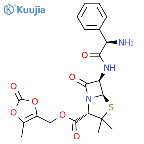 4-Thia-1-azabicyclo[3.2.0]heptane-2-carboxylicacid, 6-[[(2R)-2-amino-2-phenylacetyl]amino]-3,3-dimethyl-7-oxo-,(5-methyl-2-oxo-1,3-dioxol-4-yl)methyl ester, (2S,5R,6R)- structure