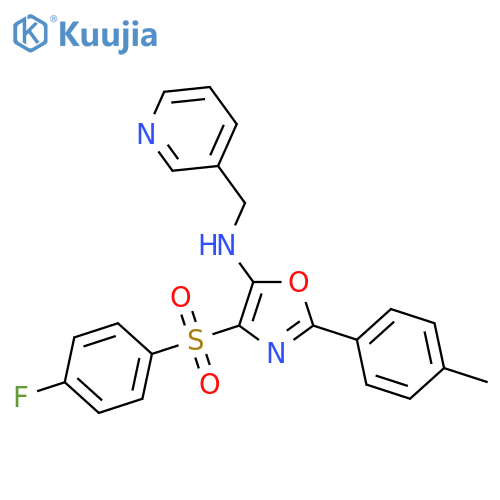 4-(4-fluorobenzenesulfonyl)-2-(4-methylphenyl)-N-(pyridin-3-yl)methyl-1,3-oxazol-5-amine structure