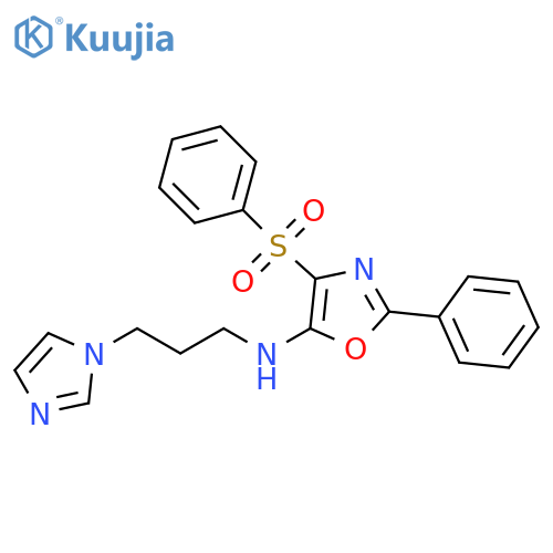 4-(benzenesulfonyl)-N-3-(1H-imidazol-1-yl)propyl-2-phenyl-1,3-oxazol-5-amine structure