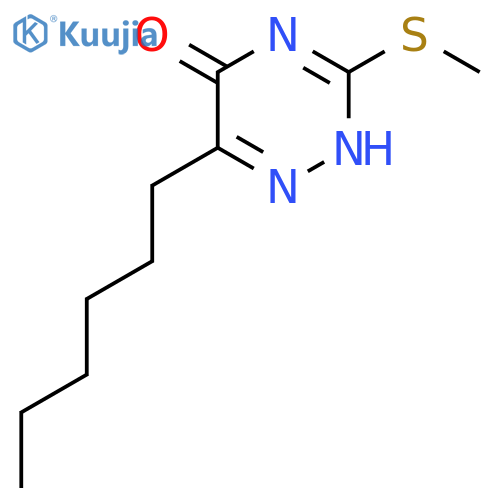 1,2,4-TRIAZIN-5(2H)-ONE, 6-HEXYL-3-(METHYLTHIO)- structure