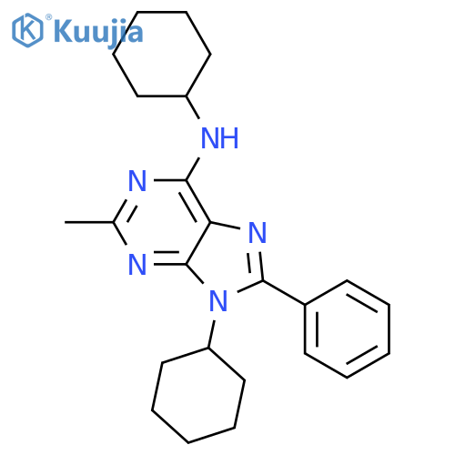 9H-Purin-6-amine, N,9-dicyclohexyl-2-methyl-8-phenyl- structure