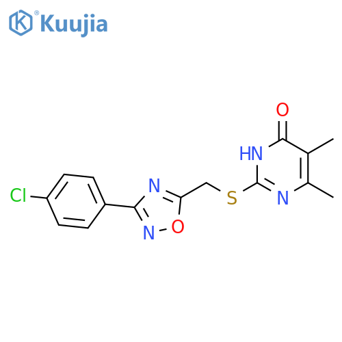 2-({3-(4-chlorophenyl)-1,2,4-oxadiazol-5-ylmethyl}sulfanyl)-5,6-dimethyl-3,4-dihydropyrimidin-4-one structure
