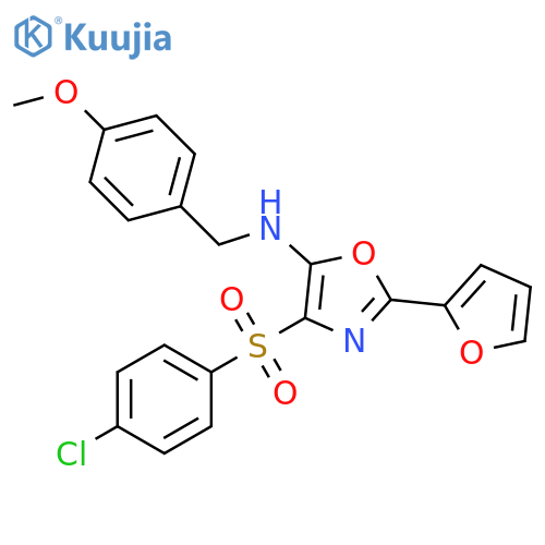 4-(4-chlorobenzenesulfonyl)-2-(furan-2-yl)-N-(4-methoxyphenyl)methyl-1,3-oxazol-5-amine structure