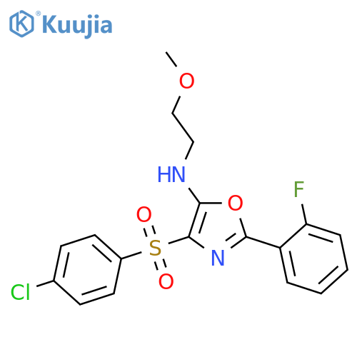 4-(4-chlorobenzenesulfonyl)-2-(2-fluorophenyl)-N-(2-methoxyethyl)-1,3-oxazol-5-amine structure