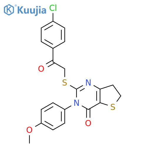 2-{2-(4-chlorophenyl)-2-oxoethylsulfanyl}-3-(4-methoxyphenyl)-3H,4H,6H,7H-thieno3,2-dpyrimidin-4-one structure
