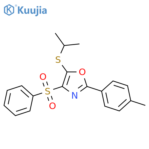 5-(isopropylthio)-4-(phenylsulfonyl)-2-(p-tolyl)oxazole structure