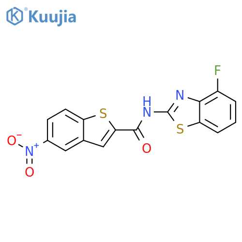 N-(4-fluoro-1,3-benzothiazol-2-yl)-5-nitro-1-benzothiophene-2-carboxamide structure
