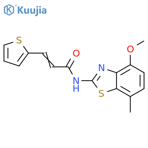 (2E)-N-(4-methoxy-7-methyl-1,3-benzothiazol-2-yl)-3-(thiophen-2-yl)prop-2-enamide structure