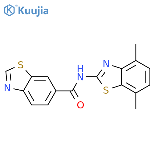 N-(4,7-dimethyl-1,3-benzothiazol-2-yl)-1,3-benzothiazole-6-carboxamide structure