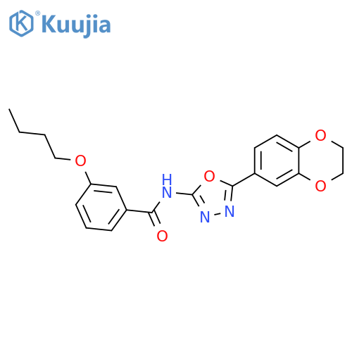 3-butoxy-N-5-(2,3-dihydro-1,4-benzodioxin-6-yl)-1,3,4-oxadiazol-2-ylbenzamide structure