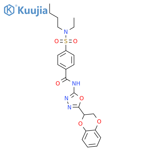 4-butyl(ethyl)sulfamoyl-N-5-(2,3-dihydro-1,4-benzodioxin-2-yl)-1,3,4-oxadiazol-2-ylbenzamide structure