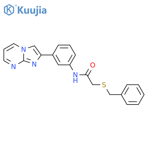 2-(benzylsulfanyl)-N-(3-{imidazo1,2-apyrimidin-2-yl}phenyl)acetamide structure
