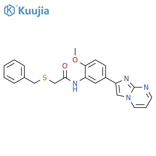 2-(benzylsulfanyl)-N-(5-{imidazo1,2-apyrimidin-2-yl}-2-methoxyphenyl)acetamide structure