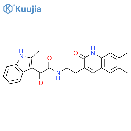 N-2-(6,7-dimethyl-2-oxo-1,2-dihydroquinolin-3-yl)ethyl-2-(2-methyl-1H-indol-3-yl)-2-oxoacetamide structure