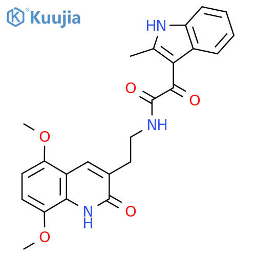 N-2-(5,8-dimethoxy-2-oxo-1,2-dihydroquinolin-3-yl)ethyl-2-(2-methyl-1H-indol-3-yl)-2-oxoacetamide structure