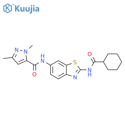 1H-Pyrazole-5-carboxamide,N-[2-[(cyclohexylcarbonyl)amino]-6-benzothiazolyl]-1,3-dimethyl- structure