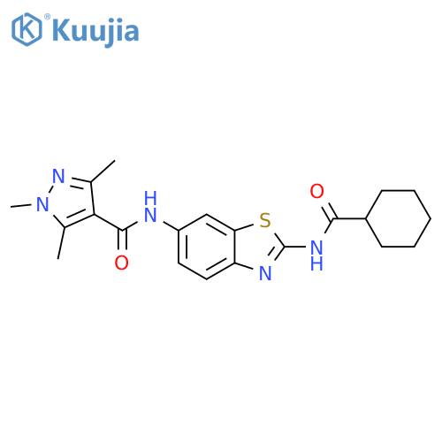 1H-Pyrazole-4-carboxamide,N-[2-[(cyclohexylcarbonyl)amino]-6-benzothiazolyl]-1,3,5-trimethyl- structure