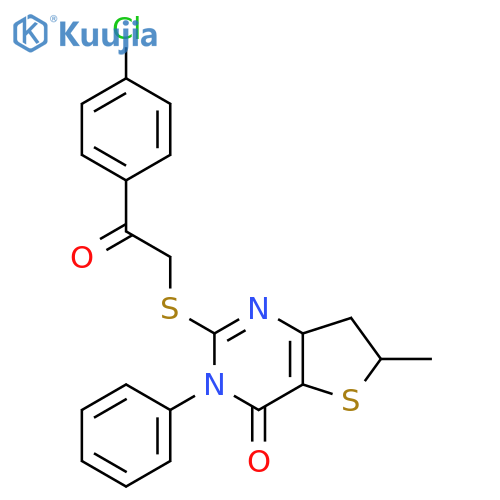 2-{2-(4-chlorophenyl)-2-oxoethylsulfanyl}-6-methyl-3-phenyl-3H,4H,6H,7H-thieno3,2-dpyrimidin-4-one structure
