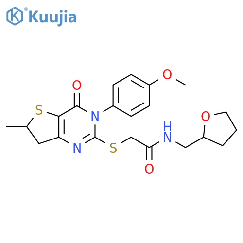 2-{3-(4-methoxyphenyl)-6-methyl-4-oxo-3H,4H,6H,7H-thieno3,2-dpyrimidin-2-ylsulfanyl}-N-(oxolan-2-yl)methylacetamide structure