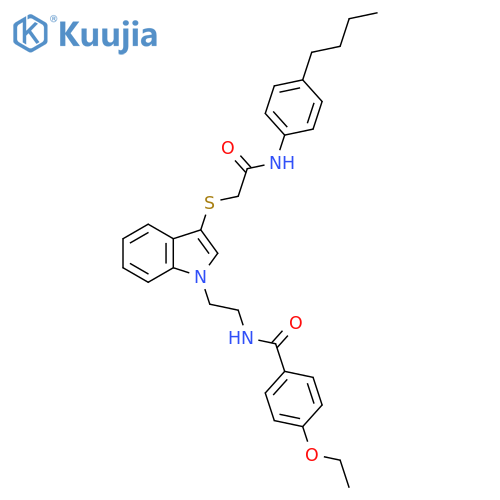 N-{2-3-({(4-butylphenyl)carbamoylmethyl}sulfanyl)-1H-indol-1-ylethyl}-4-ethoxybenzamide structure