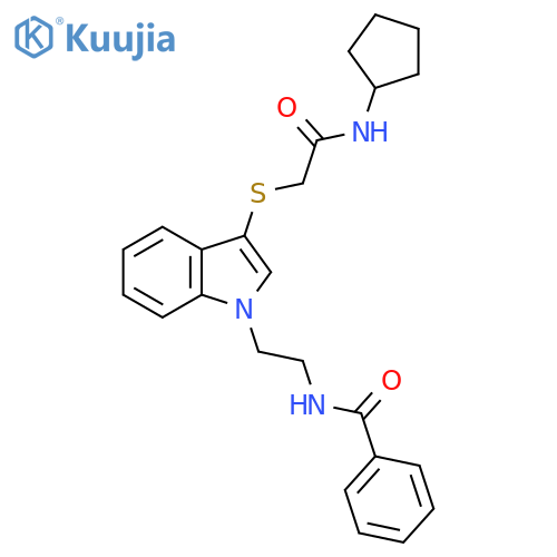 N-2-(3-{(cyclopentylcarbamoyl)methylsulfanyl}-1H-indol-1-yl)ethylbenzamide structure