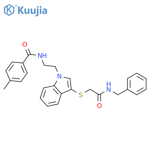 N-2-(3-{(benzylcarbamoyl)methylsulfanyl}-1H-indol-1-yl)ethyl-4-methylbenzamide structure