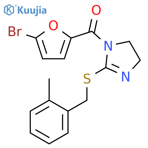 1-(5-bromofuran-2-carbonyl)-2-{(2-methylphenyl)methylsulfanyl}-4,5-dihydro-1H-imidazole structure