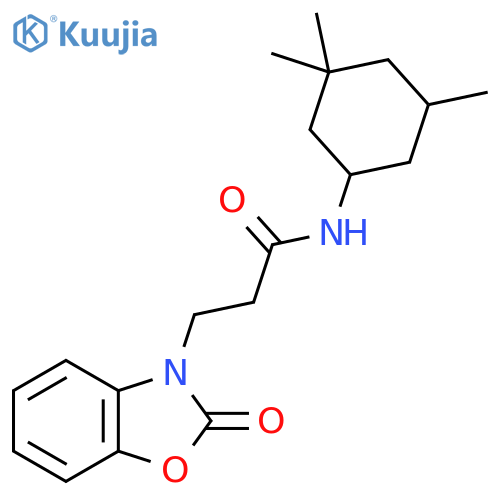 3-(2-oxo-2,3-dihydro-1,3-benzoxazol-3-yl)-N-(3,3,5-trimethylcyclohexyl)propanamide structure