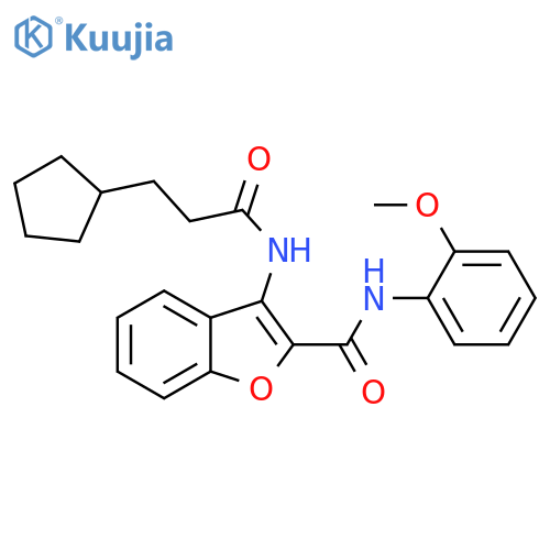 3-(3-cyclopentylpropanamido)-N-(2-methoxyphenyl)-1-benzofuran-2-carboxamide structure